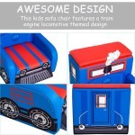 Fotoliu Locomotiva Thomas cadru de lemn si 2 compartimente de stocare Train Engine Sofa